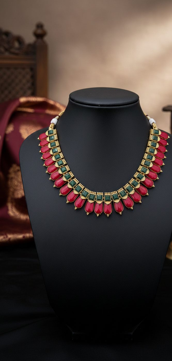 Meenakari palakka necklace