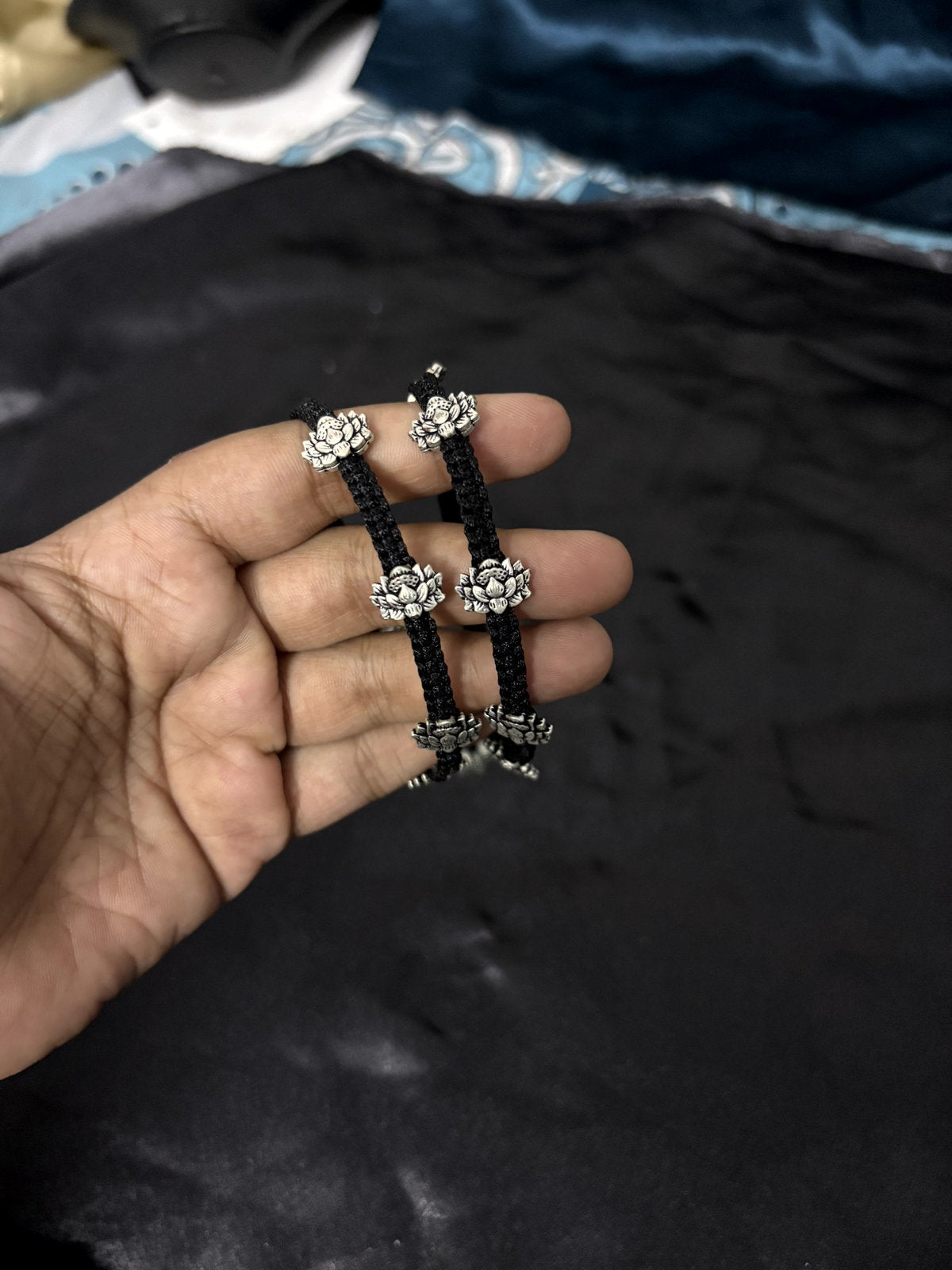 Lotus Black Thread Anklet